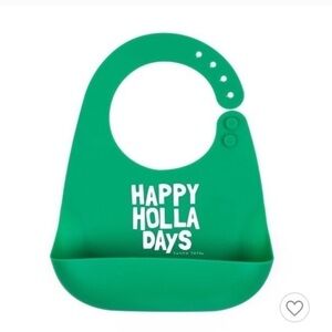 NEW Tunno Tots green silicone bib Happy Holla Days